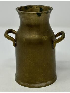 Vintage Brass Milk Canister with Handles Small Brass Jug 4 Inch Bud Vase